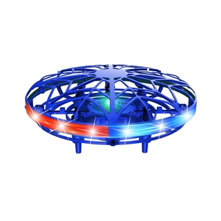 Mini UFO-drone flyvende legetøj – blå med LED-lysbånd